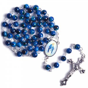 Ruženec s menom a medailou zázračnej Panny Márie modrý