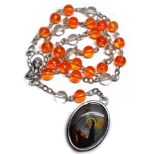 Ruženec oranžový korálkový Sv.Rita z Cascie