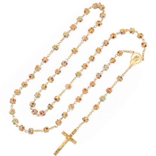 Ruženec s menom s farebnými krištáľmi Excelent