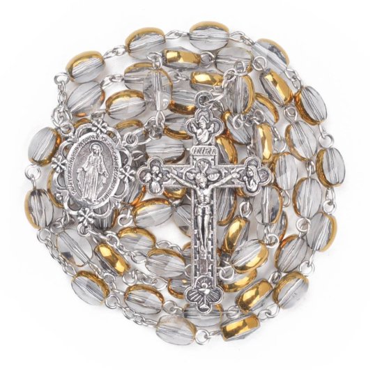 Ruženec-farebné korálky s gravírom ruže